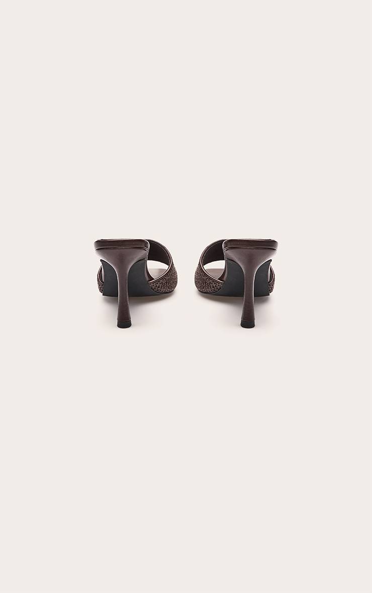 Chocolat Mules À Talon Bout Carré Texturées
