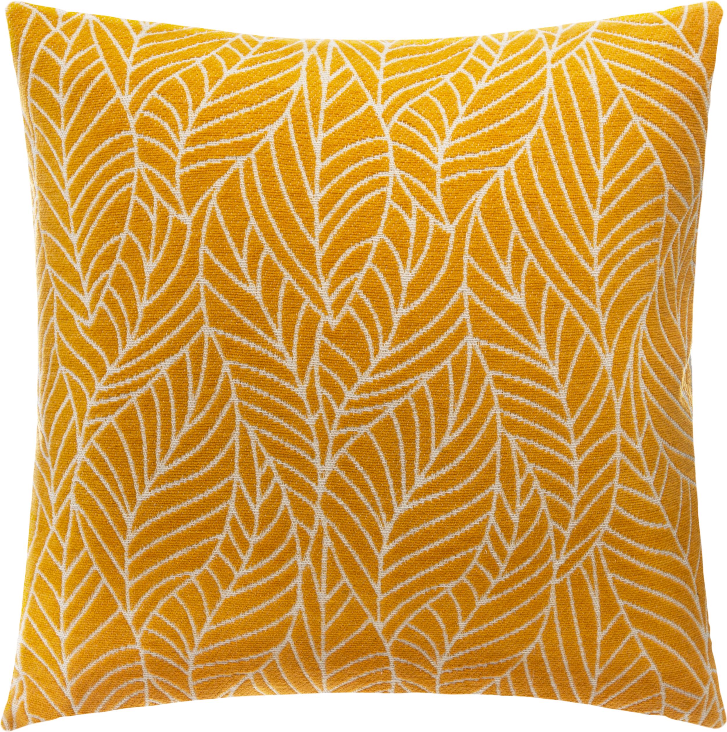 HOUSSE DE COUSSIN CHENILLE FEUILLES OCRE 40X40CM