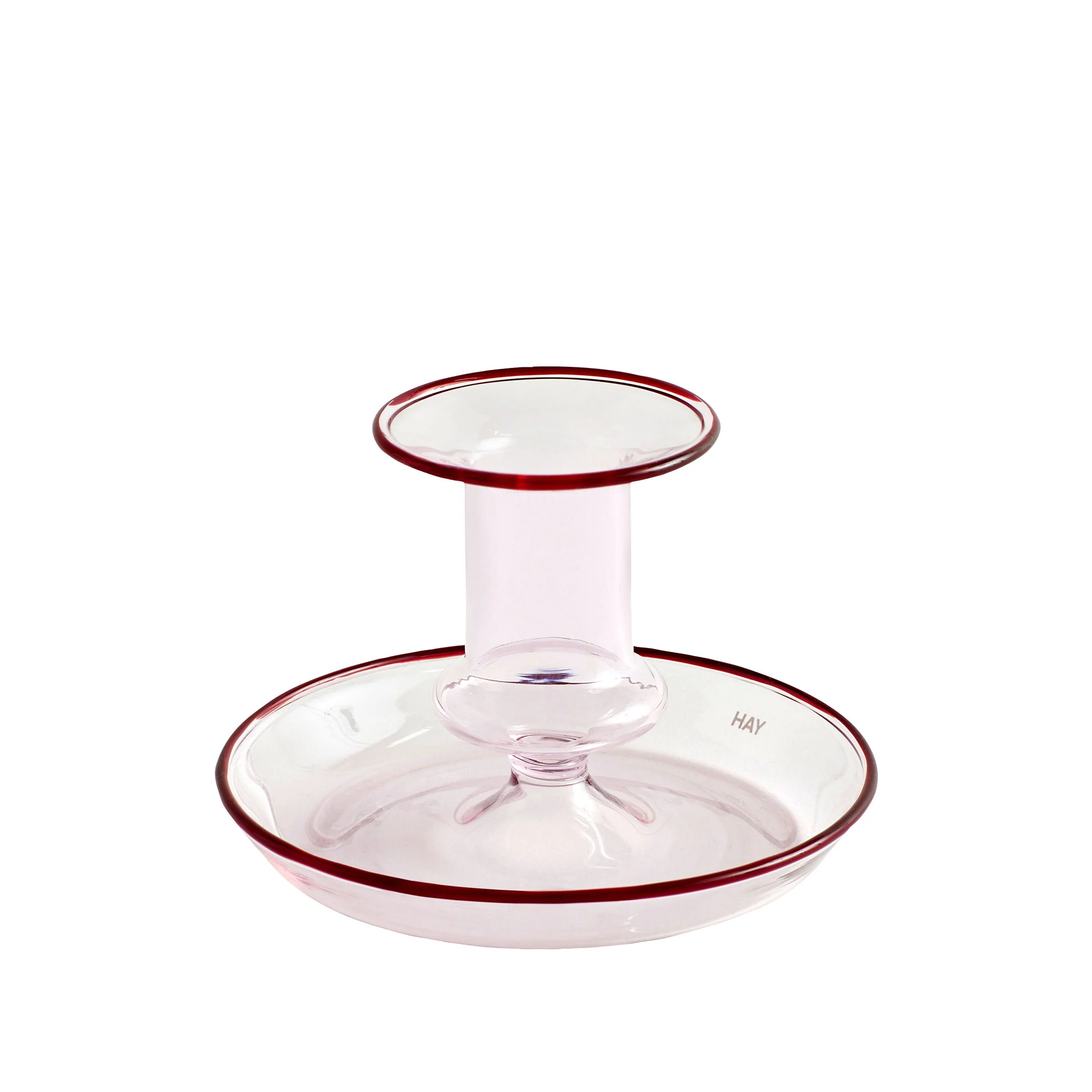 FLARE STRIPE MILK SMALL - Bougeoir verre | Rose