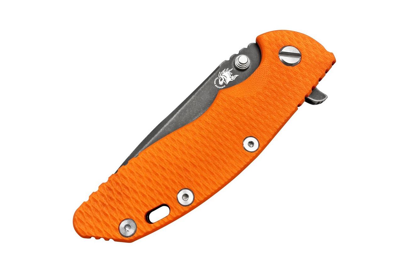 Rick Hinderer Jurassic Spearpoint 20CV Battle Black, Orange G10 zakmes