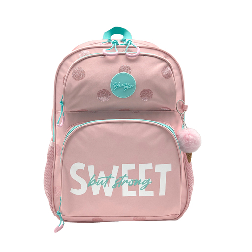 Mochila escolar Blin-blin Dots para o Ensino Fundamental com Compartimento Duplo e Acessório em Formato de Cone