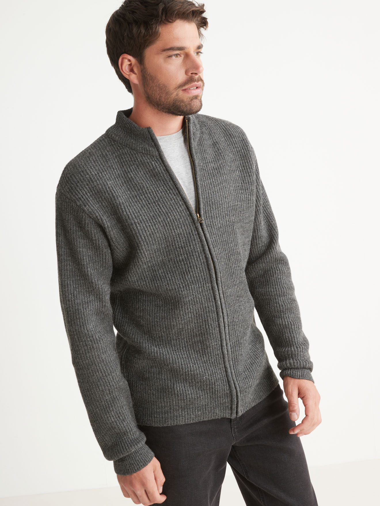 Gilet zippé en côtes anglaises