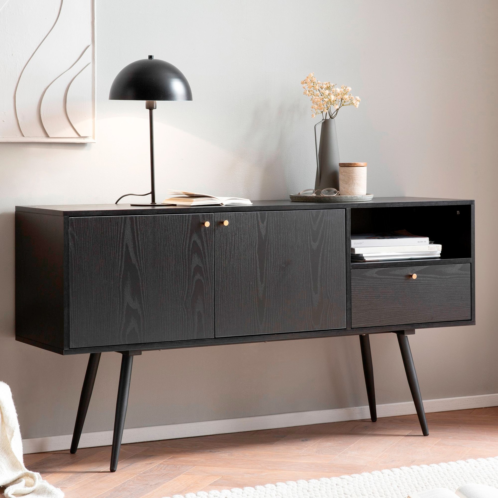 Sideboard 140 x 75 cm schwarz matt