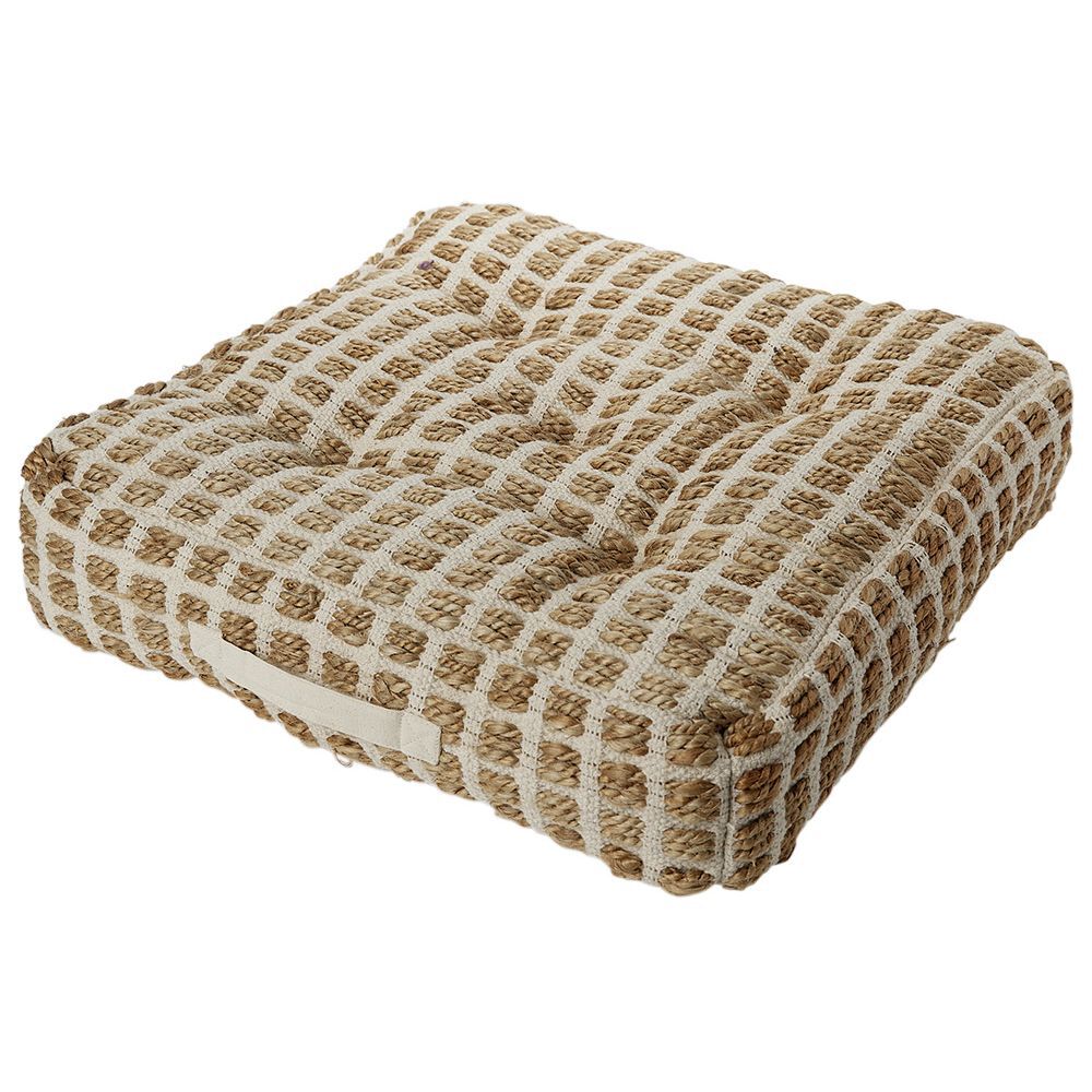 Coussin de sol à carreaux 50x50cm beige