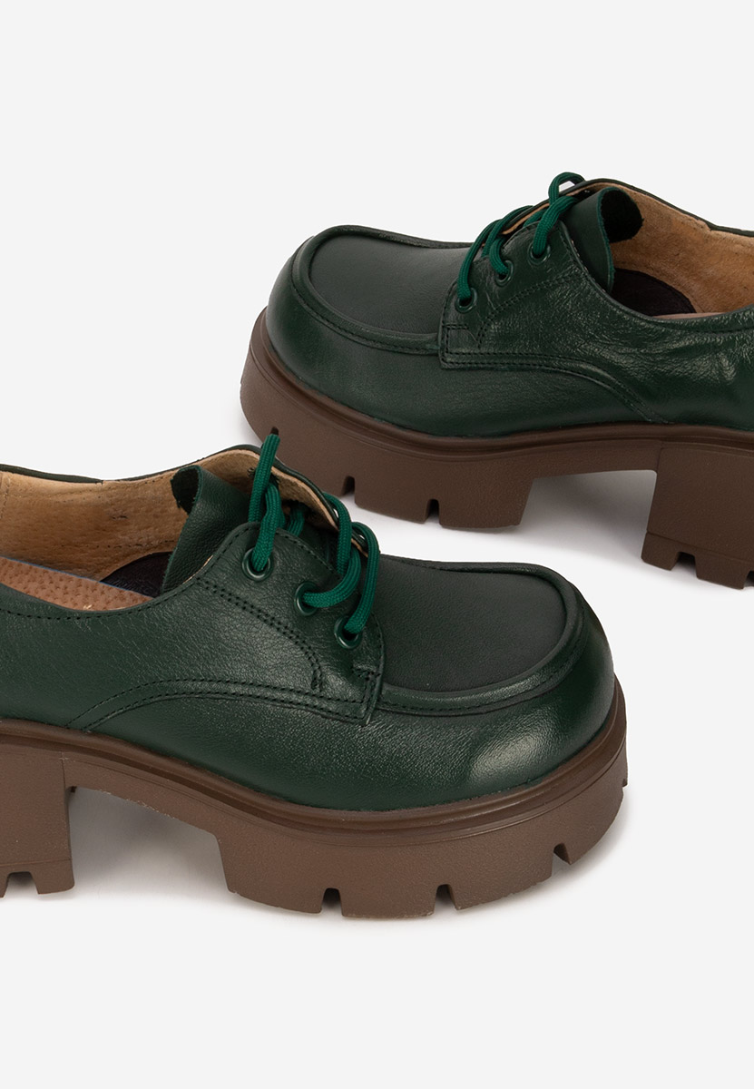 Chaussures casual femme en cuir vert Lenovia