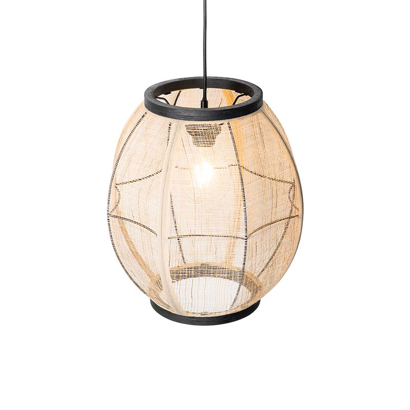Oosterse hanglamp bruin stof 35 cm - Rob
