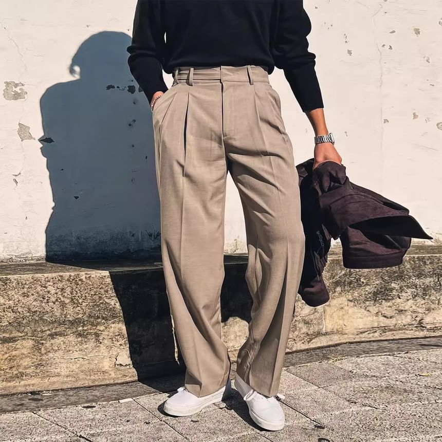 Capbrew - Hoge taille effen rechte broek