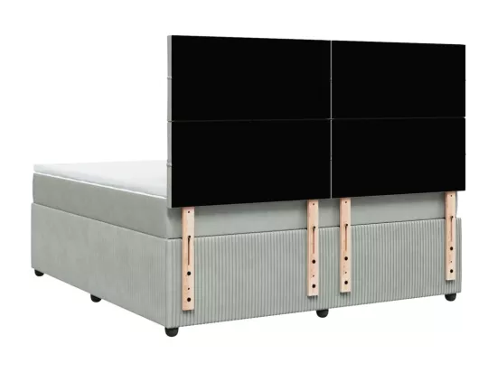 Sommier à lattes de lit et matelas Gris clair 180x200cm Velours