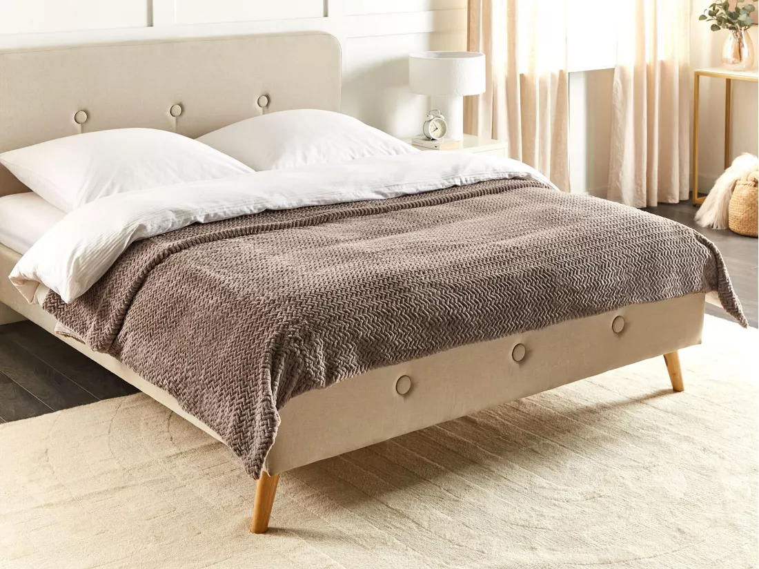 Couvre-lits SURMI Fourrure synthétique 200 x 220 cm Marron clair