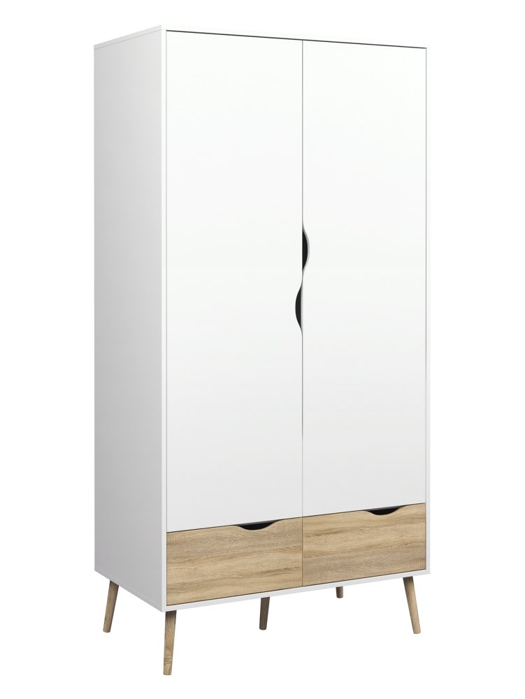Giga Living - Kledingkast Wit|Naturel - 100x200x60cm - Oslo
