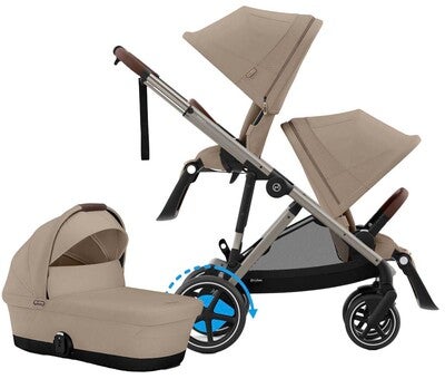 Cybex e-Gazelle S Søskenvogn inkl. Liggedel, Almond Beige/Taupe