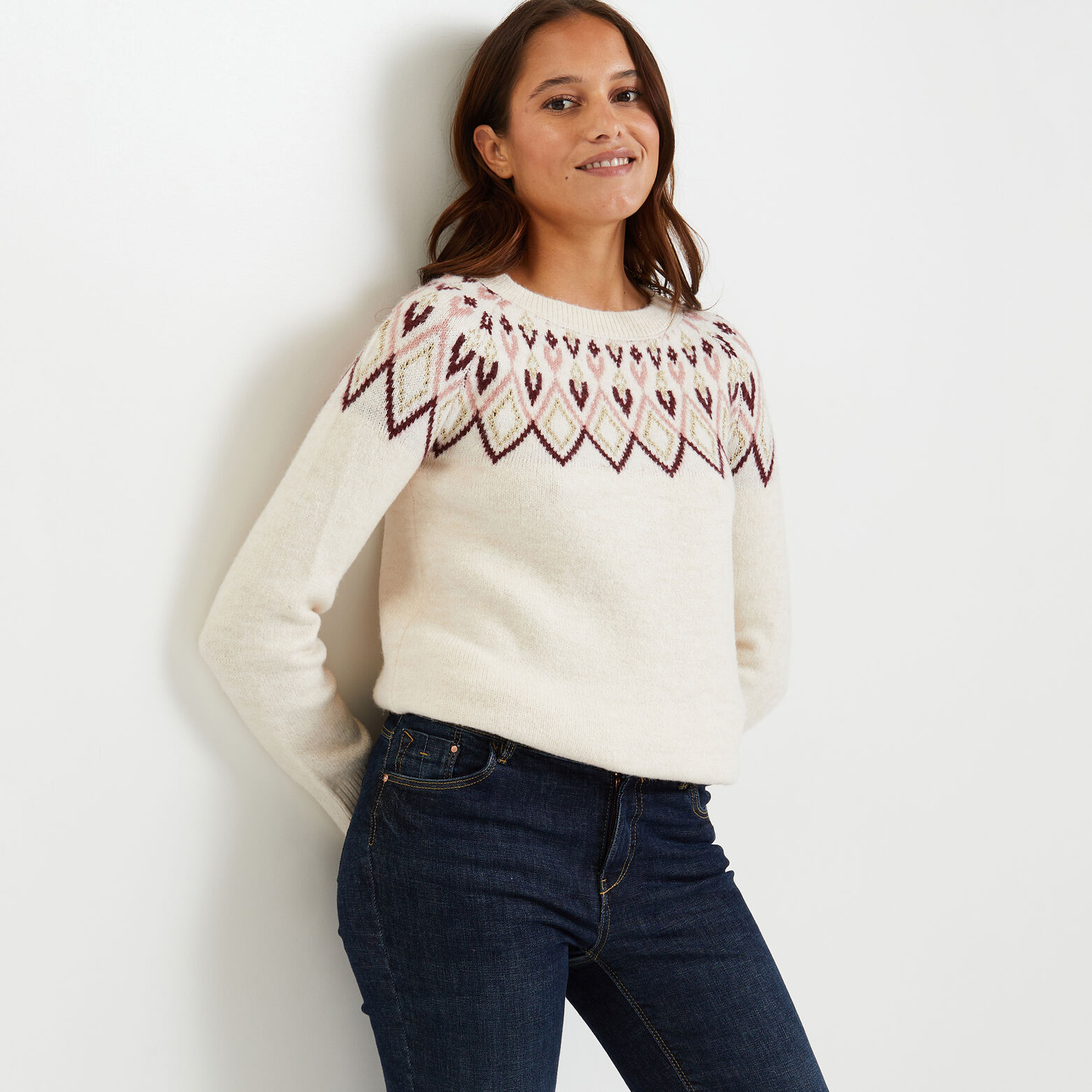 Pull col rond femme