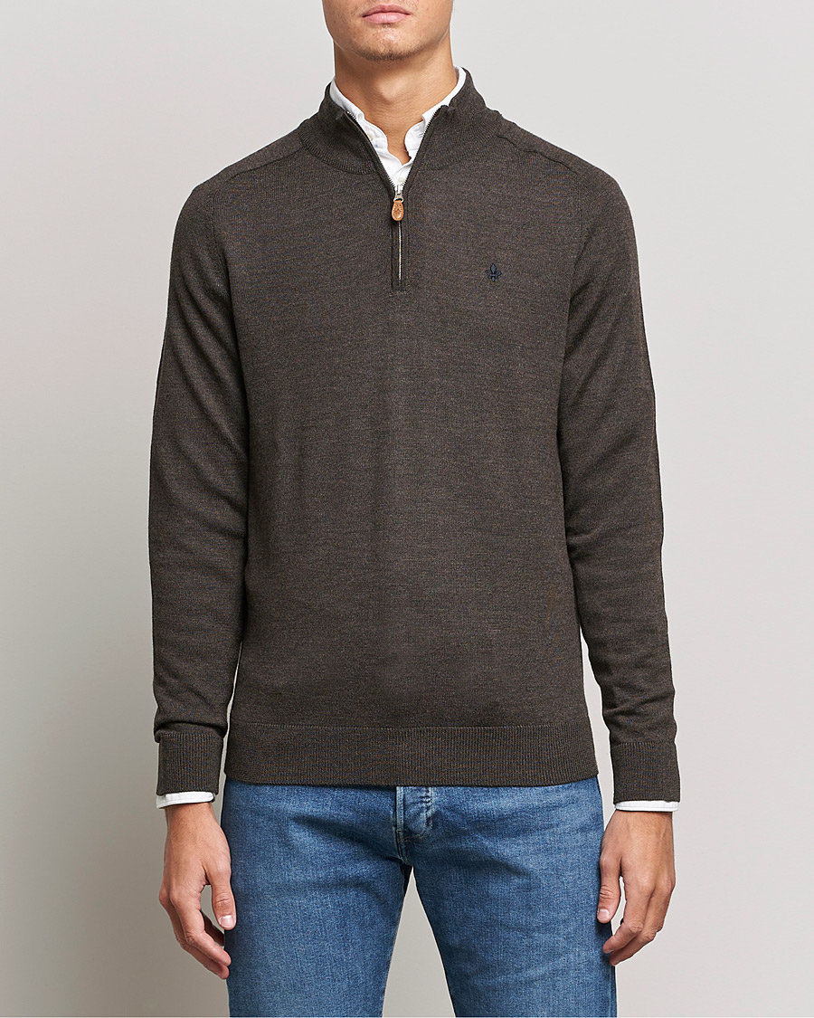 Morris John Merino Half Zip Dark Brown