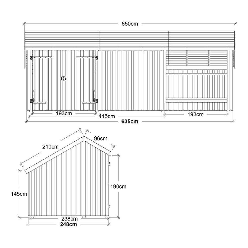 REDSKAPSBOD PLUS MULTI 3 INKL TAKPAPP/STOLPEFOT DOBBELDØR 15,5M²