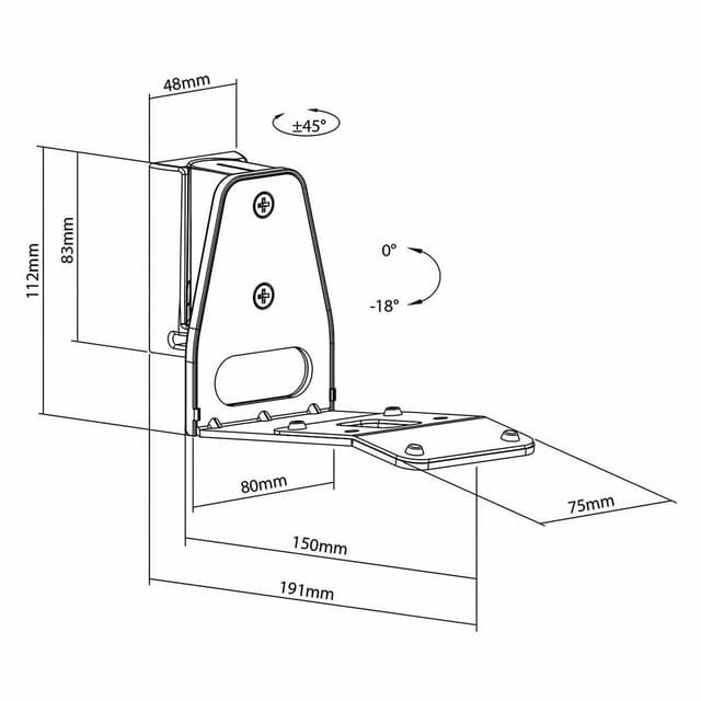 Nedis Speaker Mount | Kompatibel med: Sonos® Era300 | Væg | 5 kg | Swivel / Tilt | Vipbar | Kan drejes | ABS / Metal | Sort