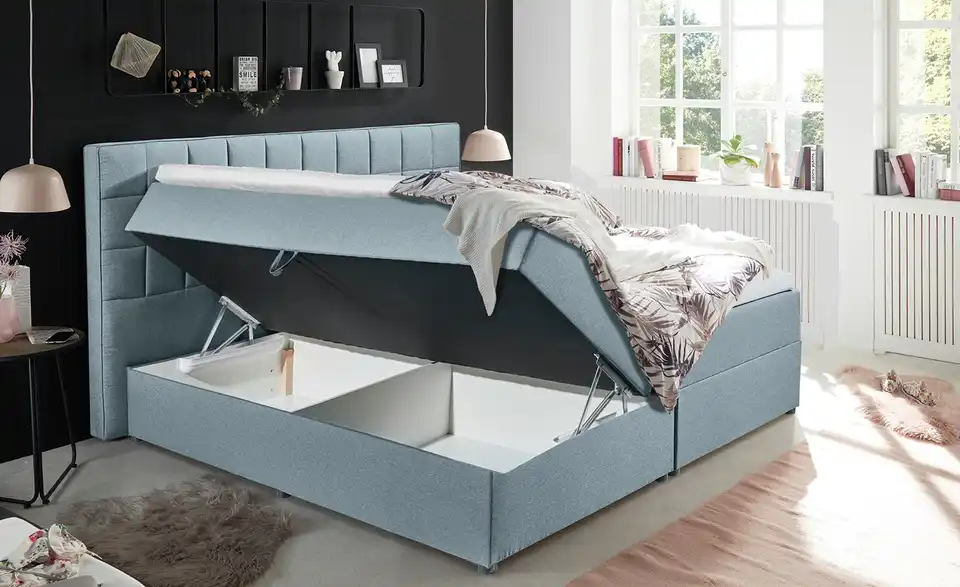 Polsterbett Alaska 2 Hellblau 180 cm