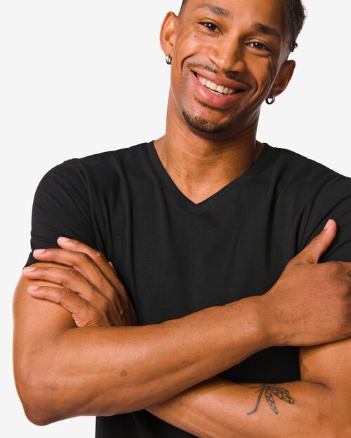 t-shirt homme slim fit col en v noir