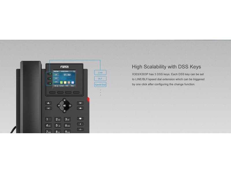 Fanvil Tischtelefon X303P Schwarz X303P IP-Telefon der Einstiegsklasse