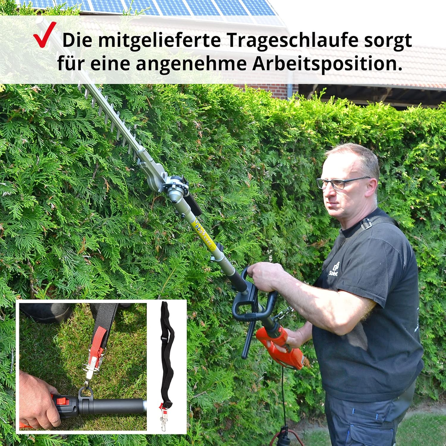 Hecht Profi Elektro Teleskopheckenschere elektrisch mit Star-Ken 900 Watt – Mit Teleskopstiel, abwinkelbarem Kopf und Tragegurt – Für einen schönen Schnitt Ihrer Hecken und Sträucher
