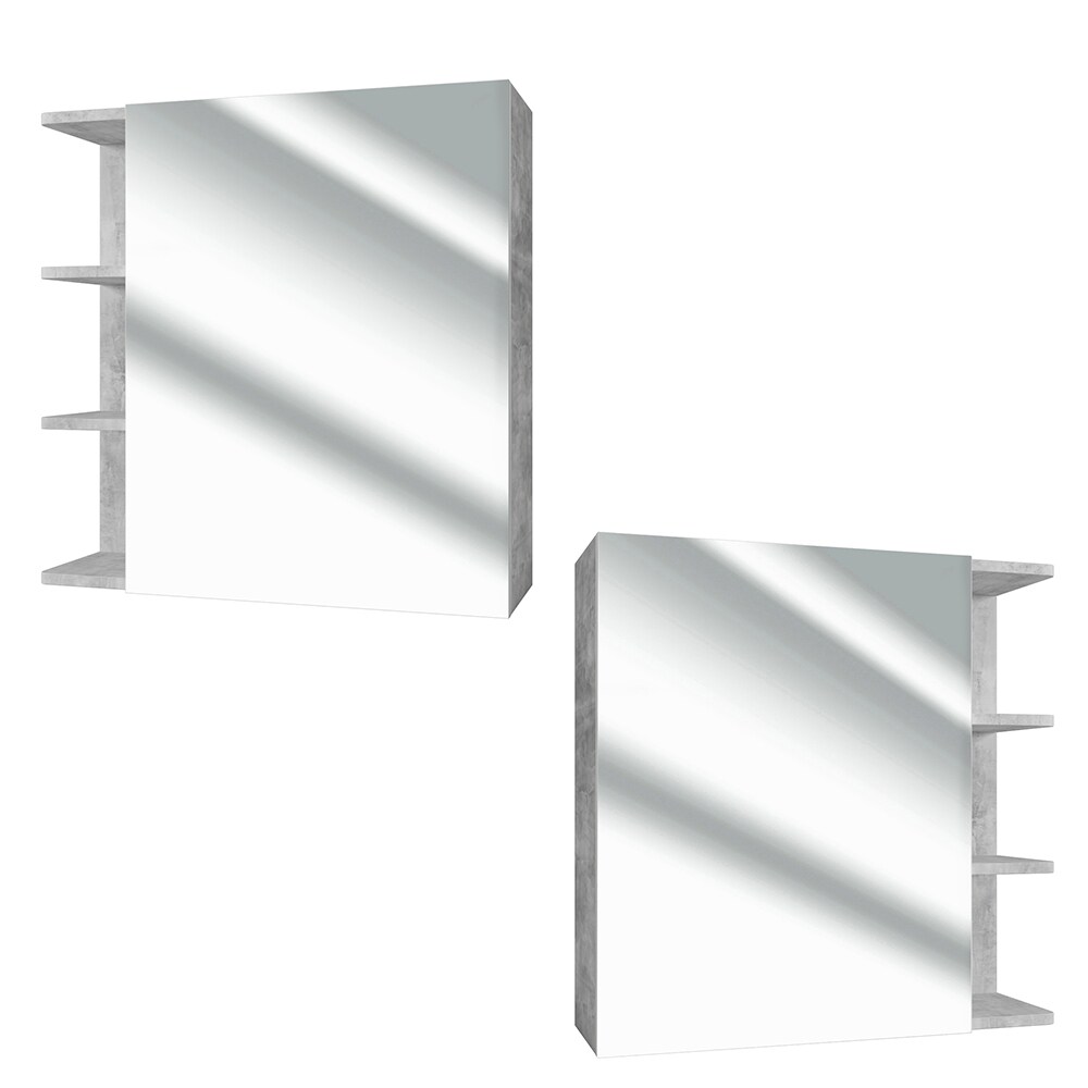 VICCO Badspiegel FYNN 62 x 64 cm Grau Beton - Spiegel Spiegelschrank Wandspiegel