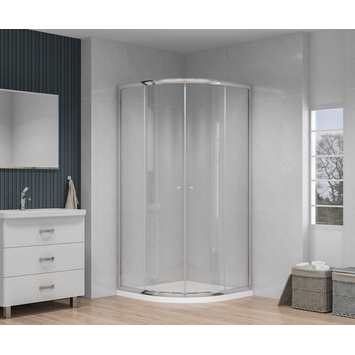 Atlantic douchecabine Silas met schuifdeur zilver kwartrond 90 x 90 cm