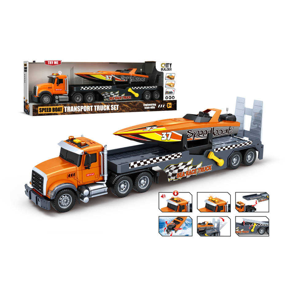 Autotransporter met raceboot