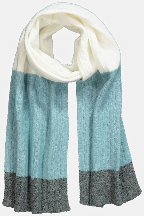 Strickschal, dreifarbig, Zopfmuster