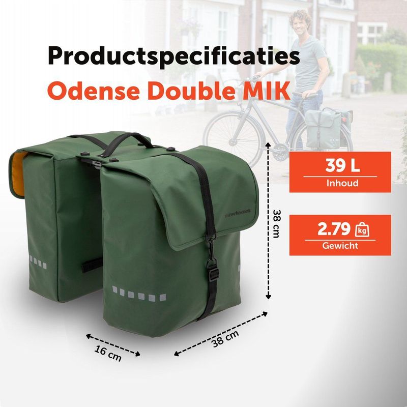 New Looxs Odense Dubbele Fietstas MIK - 39 Liter - Groen