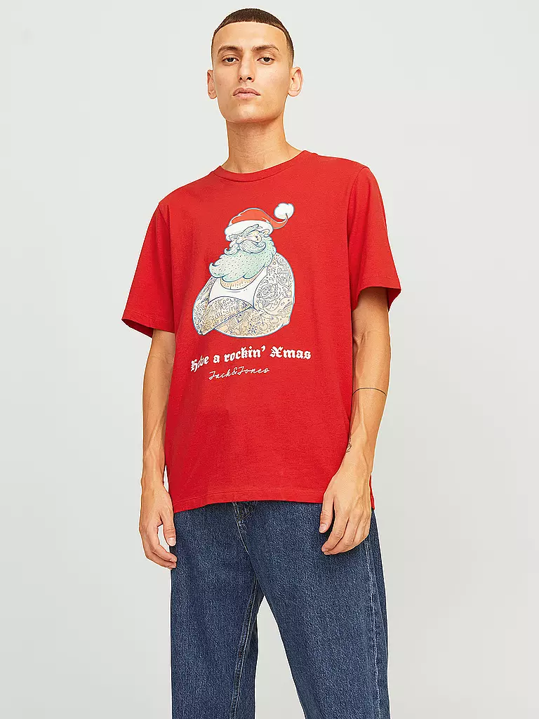 JACK & JONES T-Shirt JJXMAS rot