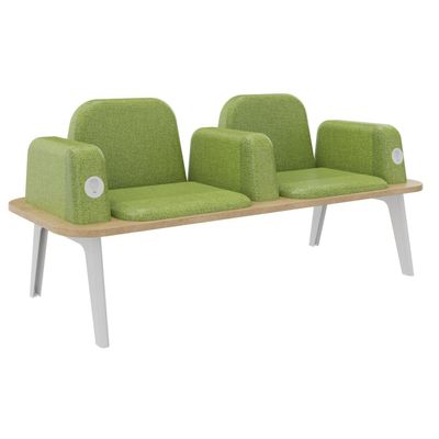Banquette ILO - 2 places L172xP67cm - blanc - structure chêne clair - tissu kiwi