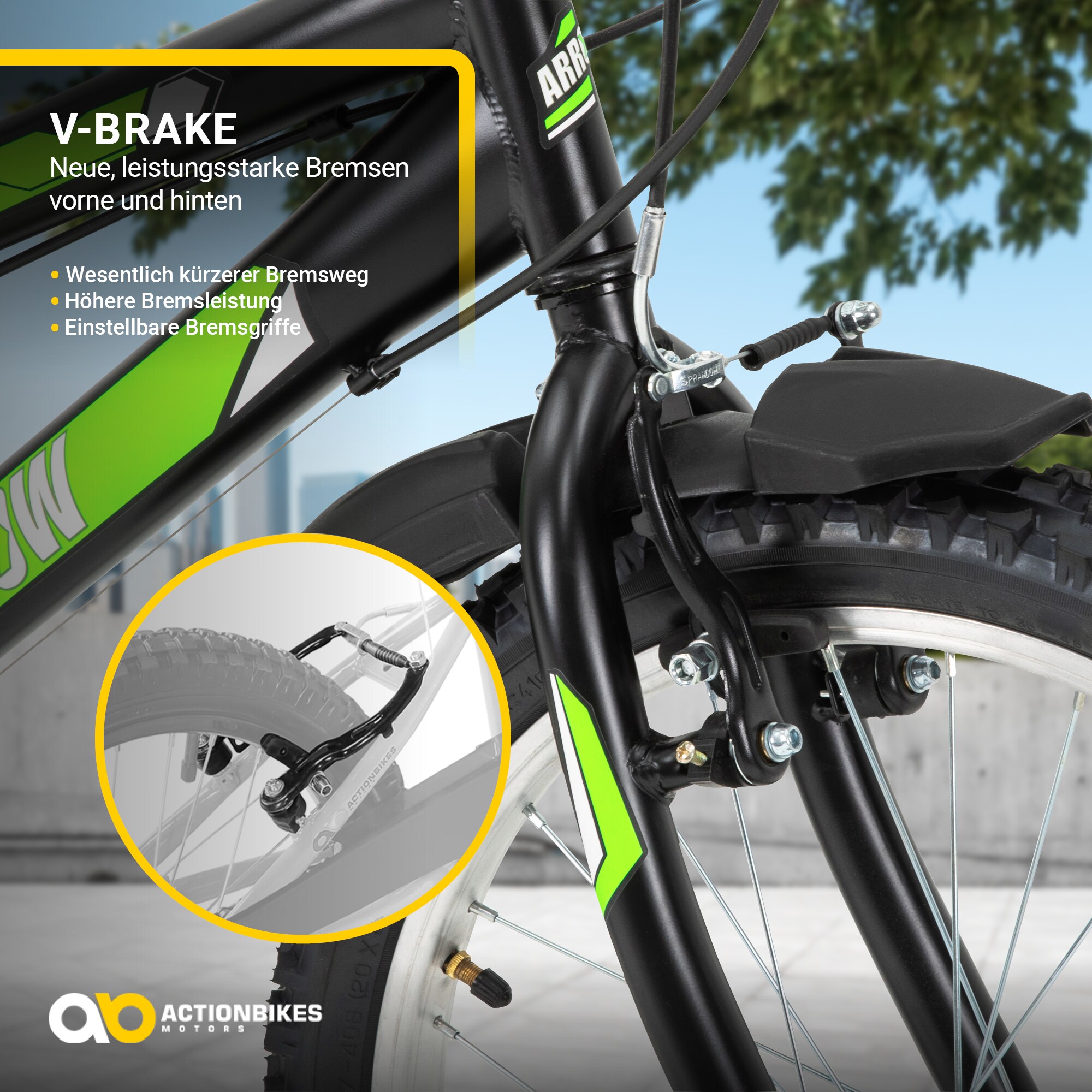 Actionbikes Kinderfahrrad Arrow 20 Zoll, Gangschaltung, V-Brake-Bremsen, verstellbar, Diamantrahmen