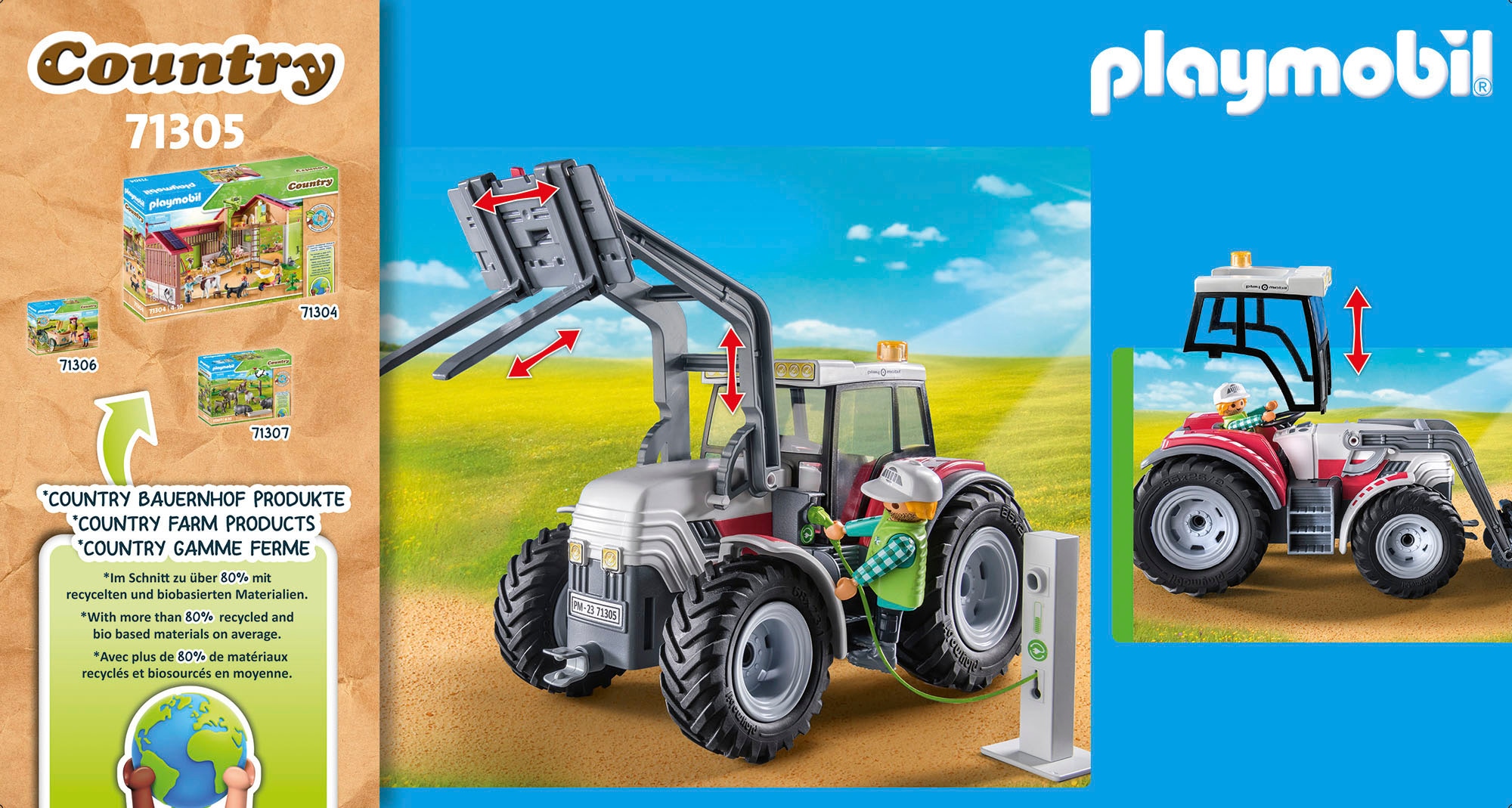 Playmobil® Konstruktions-Spielset »Grosser Traktor (71305), Country« teilweise aus recyceltem Material; Made in Germany