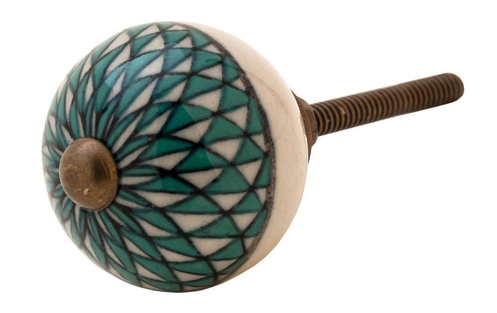 Möbelgriff handgemacht, Ø 3 cm, Mehrfarbig/MessingMöbelknauf mit Muster