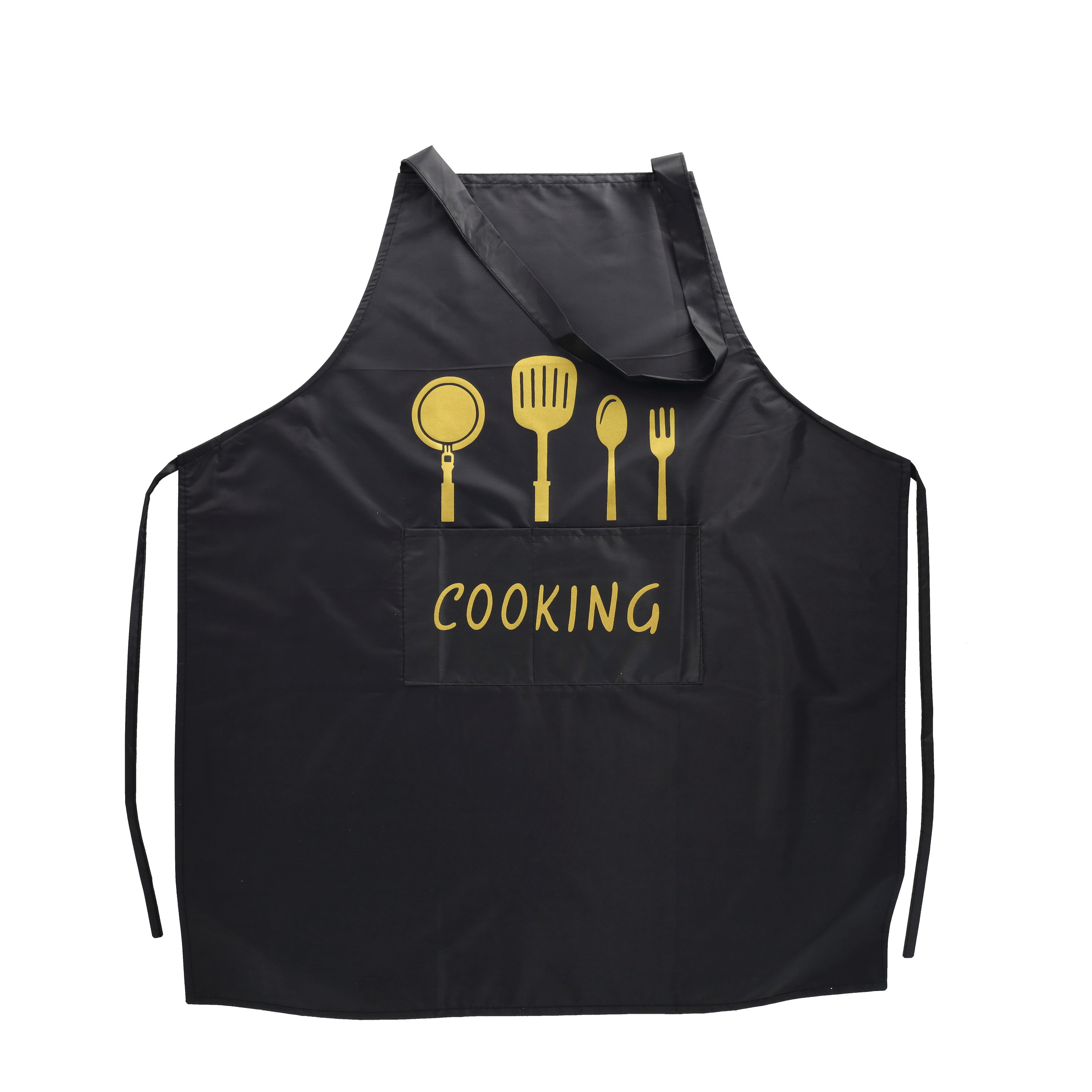 (90x60cm) Stylische Kochschürze Wasserabweisende BBQ Grillschürze Koch Umhang mit Bauchtasche   Rückenschnürung - Schwarz