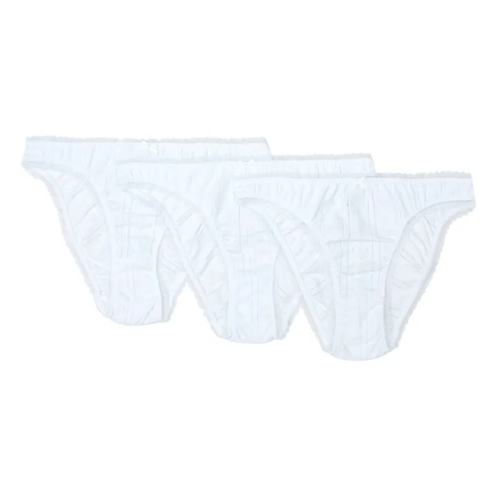 Cou Cou Intimates Pack de 3 Culottes Hautes Pointelle Coton Bio | Blanc
