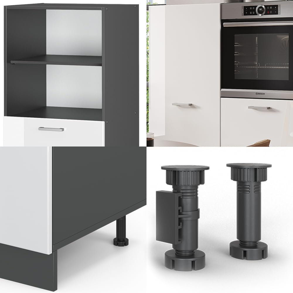 Vicco Küchenblock R-Line, Weiß Hochglanz/Anthrazit, 180 cm ohne Arbeitsplatte