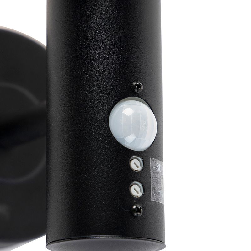 Buitenwandlamp zwart met bewegingssensor IP44 - Gleam