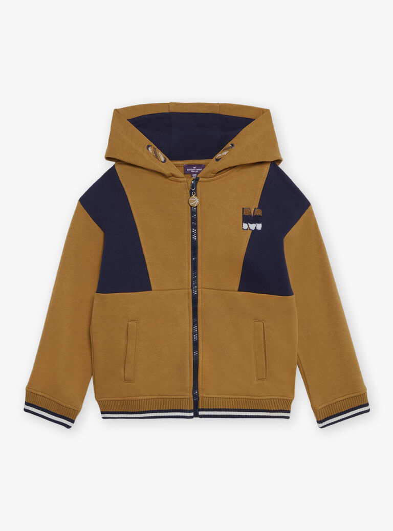 Sweat à capuche bleu marine et marron