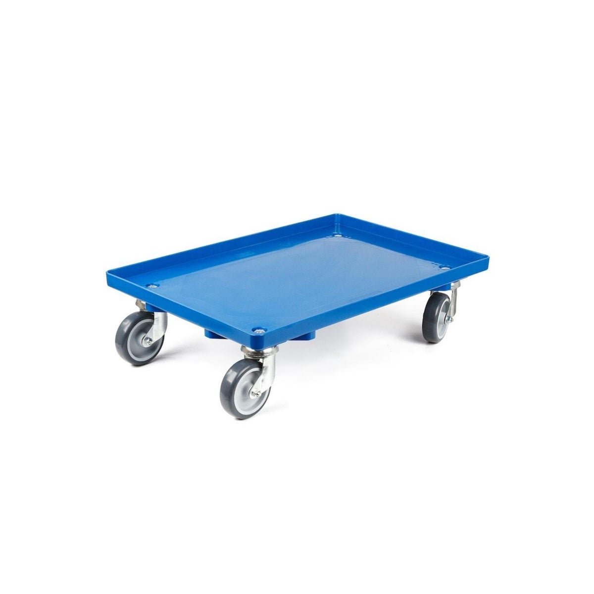 PROREGAL Transportwagen voor Euroboxen 60 x 40 cm met rubberen wielen, blauw, gesloten dek, 4 zwenkwielen, draagvermogen 300 kg