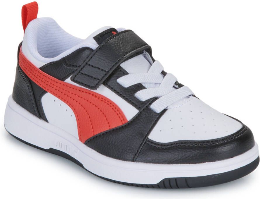 Puma Rebound v6 Low sneakers wit rood zwart Imitatieleer 27