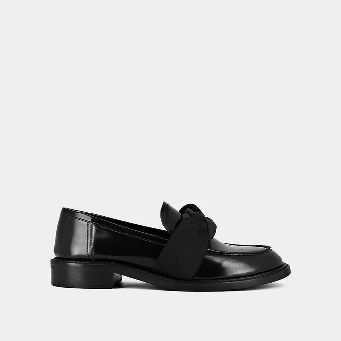 Mocassins à nœuds  en cuir glacé noir