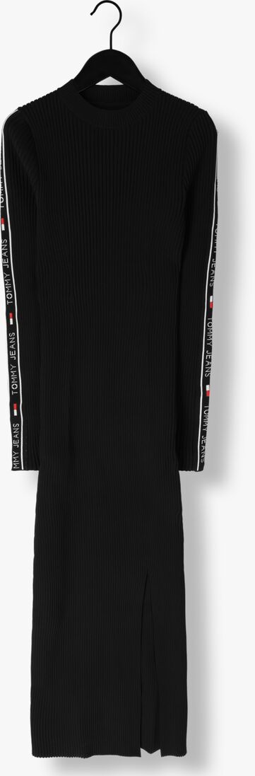 TOMMY JEANS zwarte tommy jeans midi jurk tjw taping sweater midi dress