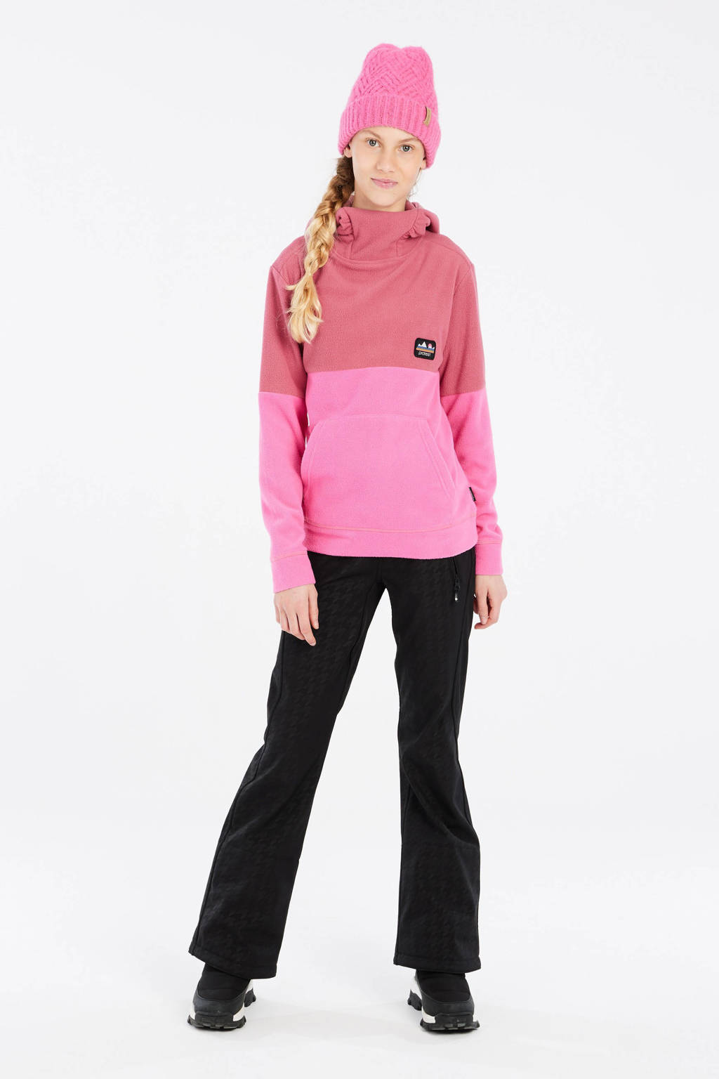 Protest hoodie felroze/donkerroze