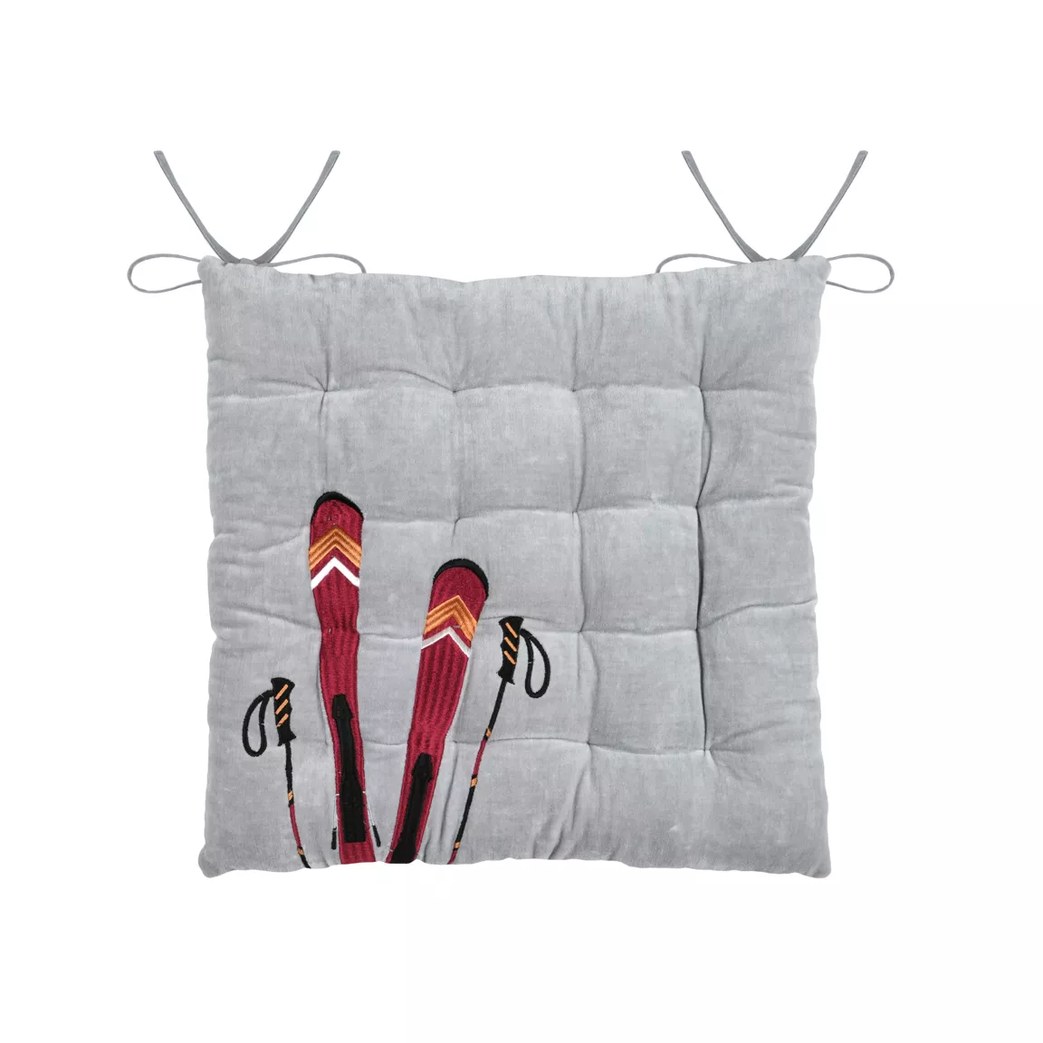 Coussin de chaise carré velours (38 x 38 cm) Chamonix Gris