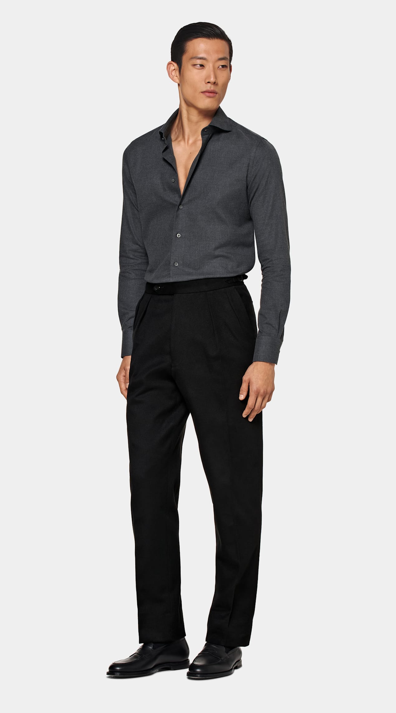 Chemise coupe ajustée gris foncé
