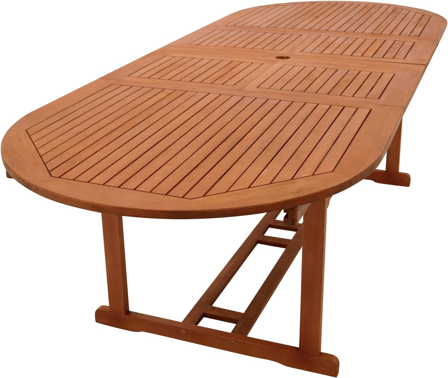 DEGAMO XXL Doppel Ausziehtisch LAGO 180/260x100cm, Eukalyptus braun geölt, FSC®-Zertifiziert, Outdoor