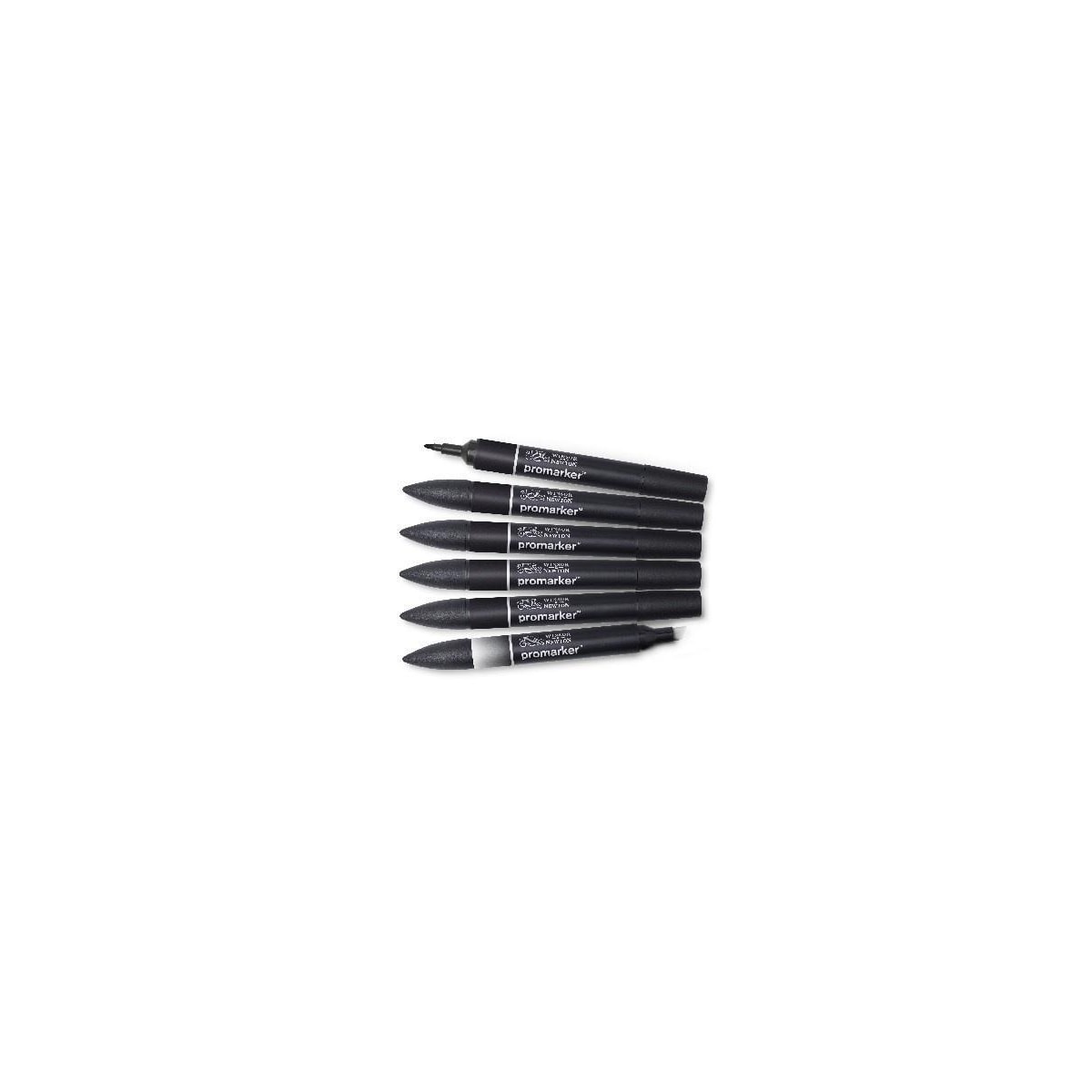 Winsor Promarker set 6st (5st Svart +1st blender)