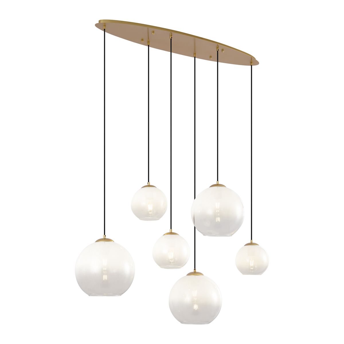 Hotel Chique hanglamp messing met wit glas langwerpig 6-lichts - Misty