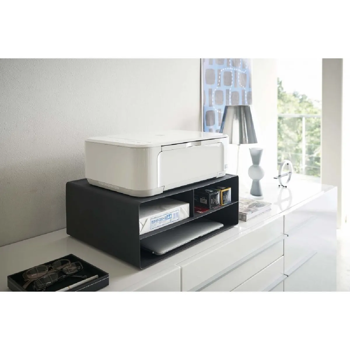 YAMAZAKI Organisateur de bureau Tower printer noir