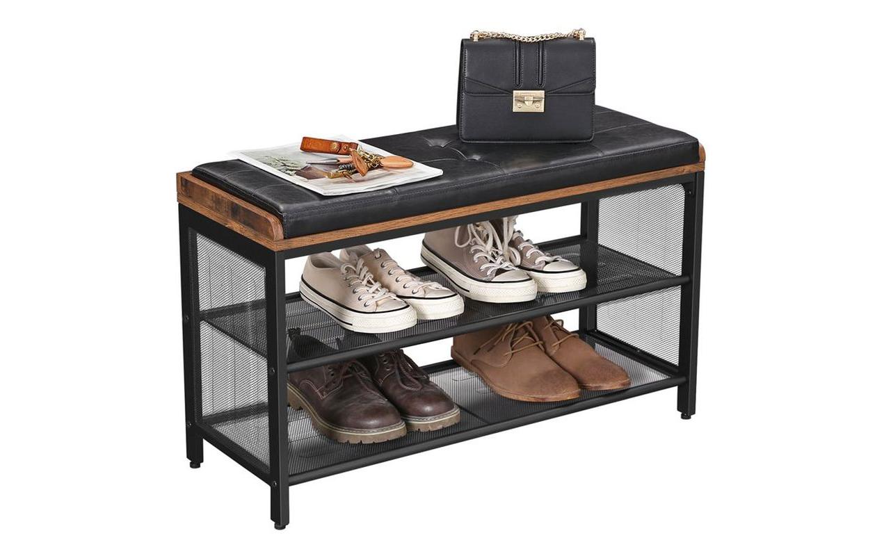 Schuhregal mit Sitzpolster 80 x 48 cm, Braun/SchwarzSchuhgestell